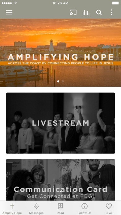 Emulate iPhone app First Baptist Gulfport App using MyAndroid