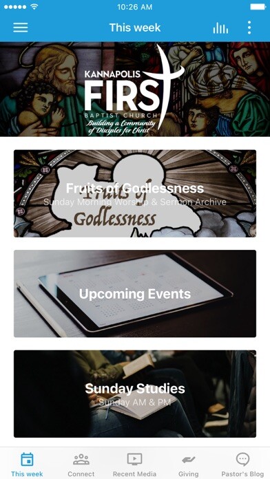 Emulate iPhone app First Baptist Kannapolis using MyAndroid
