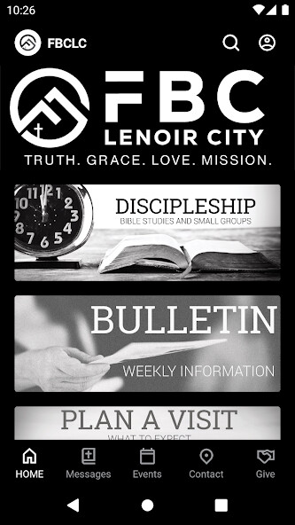 Emulate iPhone app First Baptist Lenoir City using MyAndroid