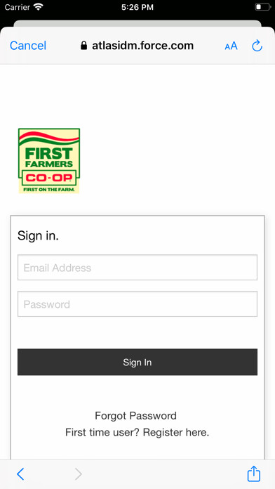 Emulate iPhone app First Farmers Agronomy using MyAndroid
