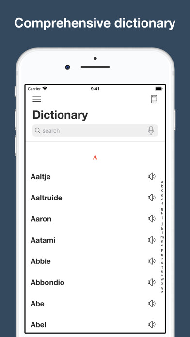 Emulate iPhone app First Name Dictionary using MyAndroid
