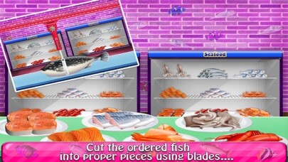 Emulate iPhone app Fish Cooking Delivery Girls Games using MyAndroid