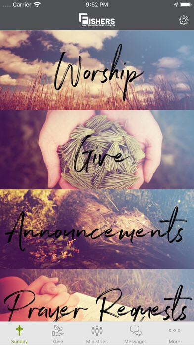 Emulate iPhone app Fishers United Methodist using MyAndroid