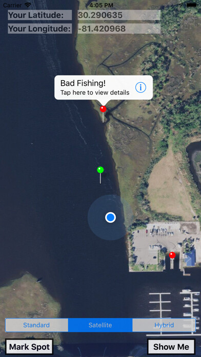 Emulate iPhone app Fishing Map and Track using MyAndroid