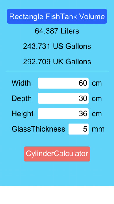 Emulate iPhone app FishTankCalculator using MyAndroid