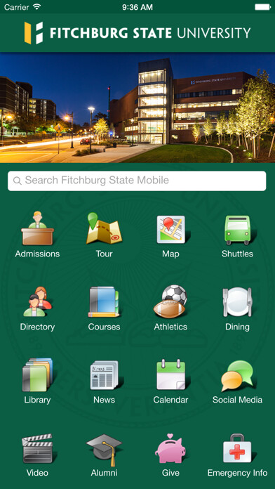 Emulate iPhone app Fitchburg State Mobile using MyAndroid