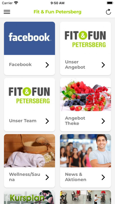 Emulate iPhone app Fit&Fun Petersberg using MyAndroid