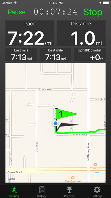Emulate iPhone app Fitmeter Run - GPS Tracker using MyAndroid