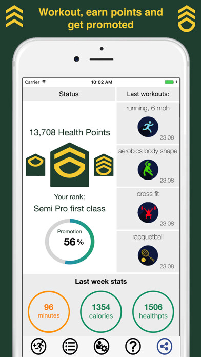 Emulate iPhone app Fit Rank, promote your health using MyAndroid