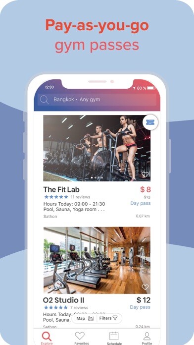 Emulate iPhone app FitTripper - Gym Pass Finder using MyAndroid