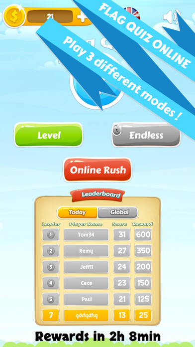 Emulate iPhone app Flag quiz online, world flags game using MyAndroid Emulate iPhone app Flag quiz online, world flags game using MyAndroid