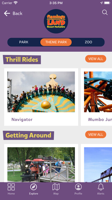 Emulate iPhone app Flamingo Land Resort using MyAndroid