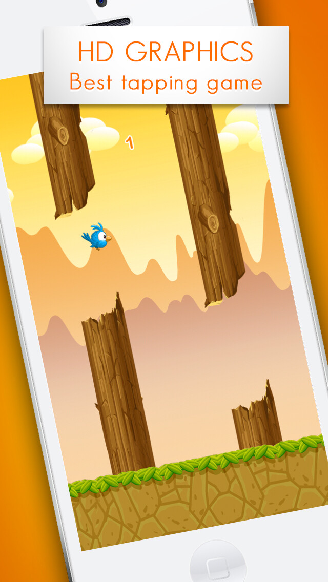 Emulate iPhone app Flappy Bird: Cute birdie with tiny wings - FREE using MyAndroid