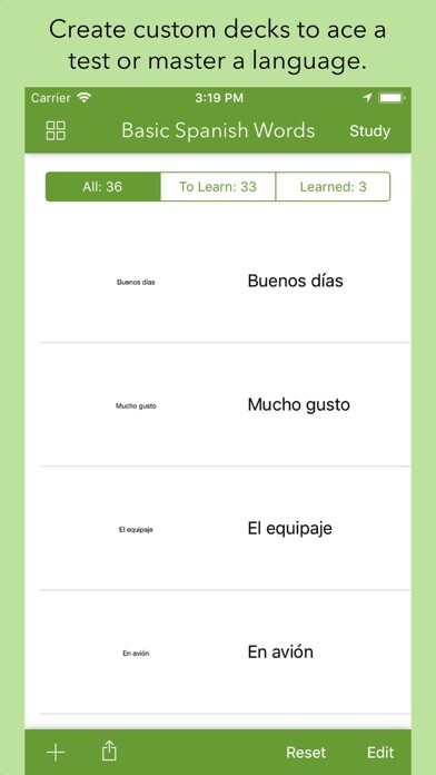 Emulate iPhone app Flash Cards by Qrayon using MyAndroid
