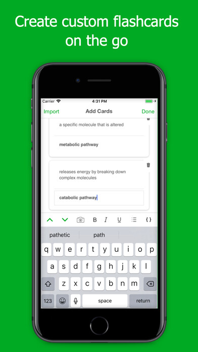Emulate iPhone app Flashcards Maker Flash Cards using MyAndroid