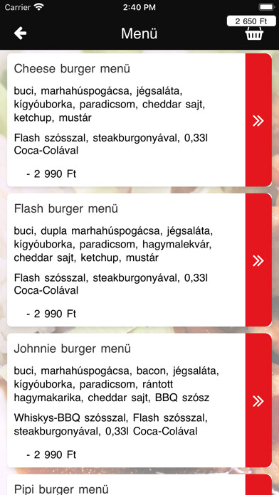 Emulate iPhone app Flash Food Pizzéria using MyAndroid