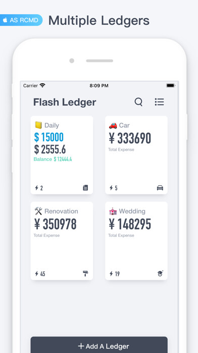 Emulate iPhone app Flash Ledger - Expense Tracker using MyAndroid