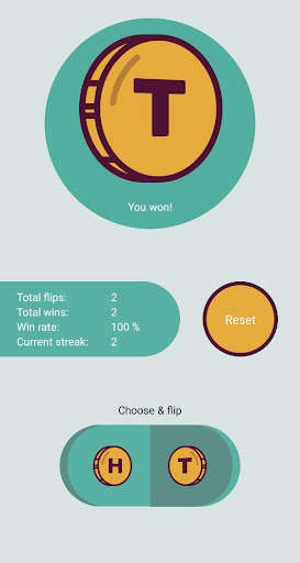 Run android online APK Flat Design Coin Toss - Heads or Tails from MyAndroid or emulate Flat Design Coin Toss - Heads or Tails using MyAndroid