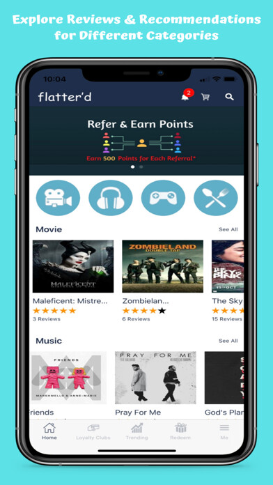 Emulate iPhone app Flatterd - Loyalty & Reviews using MyAndroid