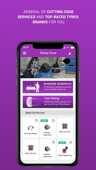 Emulate iPhone app Flaxley Tyres using MyAndroid Emulate iPhone app Flaxley Tyres using MyAndroid