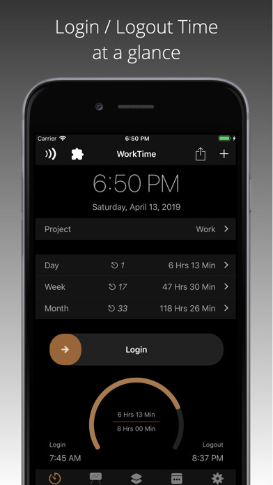 Emulate iPhone app FlexLog - Work Time Tracker using MyAndroid