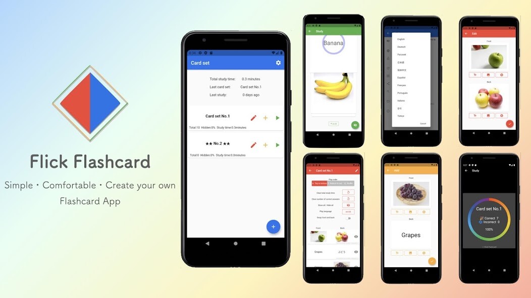 Run android online APK Flick Flashcard maker create beautiful wordbook from MyAndroid or emulate Flick Flashcard maker create beautiful wordbook using MyAndroid