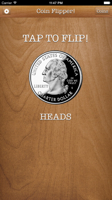 Emulate iPhone app Flip a Coin App using MyAndroid