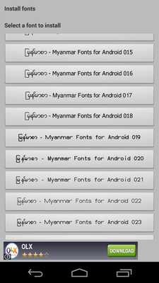 Emulate Android APK Flipfont New Zawgyi Myanmar