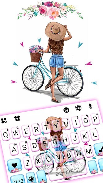 Run android online APK Floral Bicycle Girl2 Keyboard Theme from MyAndroid or emulate Floral Bicycle Girl2 Keyboard Theme using MyAndroid