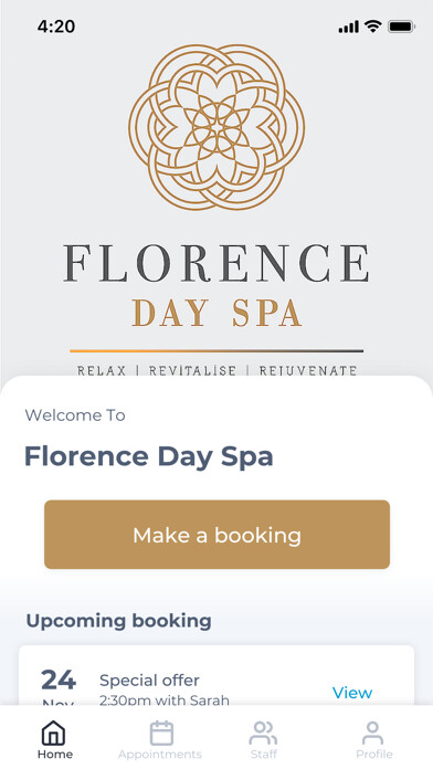 Emulate iPhone app Florence Day Spa using MyAndroid Emulate iPhone app Florence Day Spa using MyAndroid