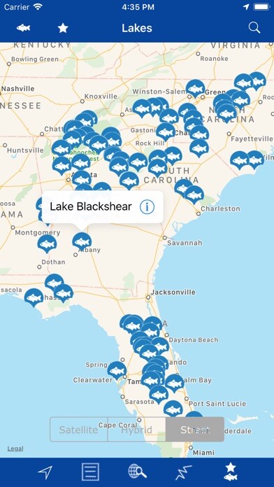 Emulate iPhone app Florida, Georgia, NC, SC Lakes using MyAndroid