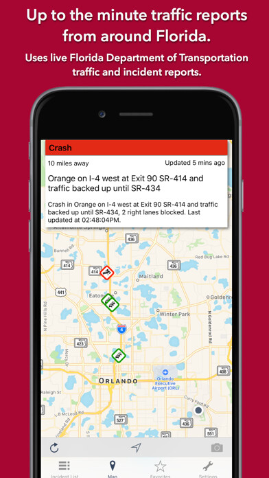 Emulate iPhone app Florida Roads Traffic using MyAndroid