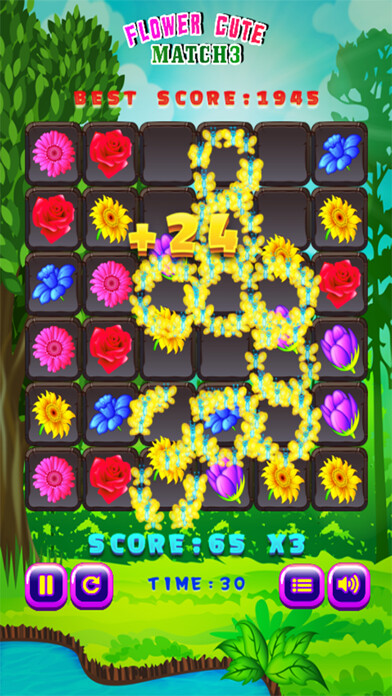 Emulate iPhone app Flower Cute Match 3 - Lovely Blossom Games using MyAndroid