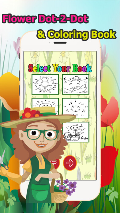 Emulate iPhone app Flower Dot to Dot Coloring Book for Kids Grade 1-6: connect dots coloring pages preschool learning games using MyAndroid