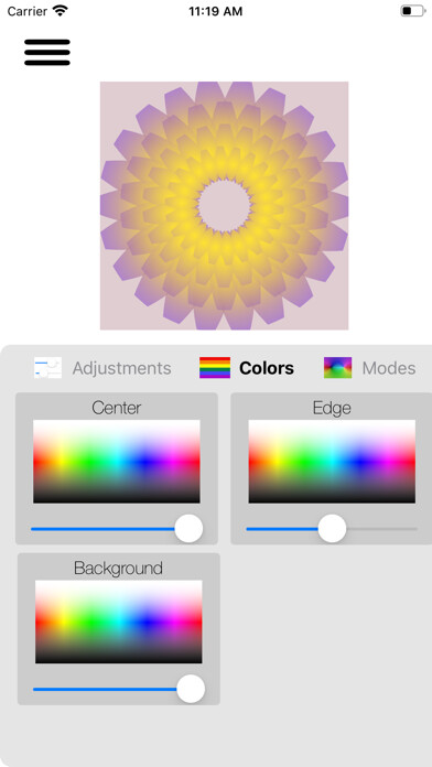 Emulate iPhone app Flower Mandala Generator using MyAndroid