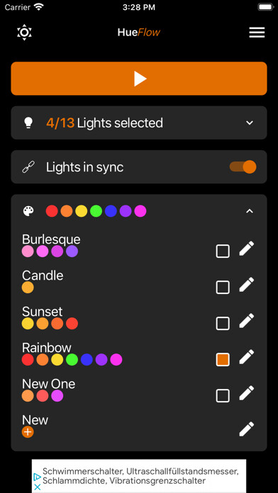 Emulate iPhone app Flow for Hue using MyAndroid
