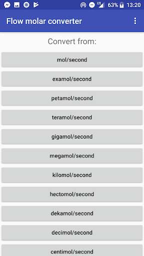 Run android online APK Flow molar converter from MyAndroid or emulate Flow molar converter using MyAndroid