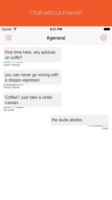 Emulate iPhone app Flows - Chat Without Internet using MyAndroid