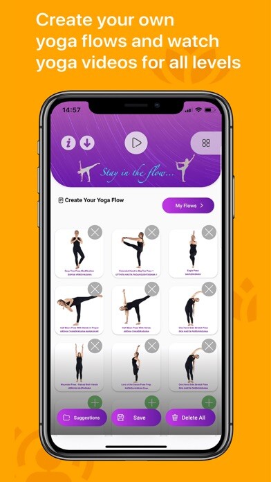 Emulate iPhone app Flow - Yoga Sequence Builder using MyAndroid