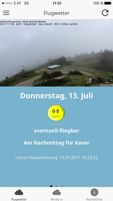 Emulate iPhone app Flugwetter Hochries using MyAndroid