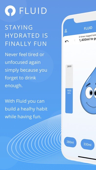 Emulate iPhone app Fluid - log water / hydration using MyAndroid