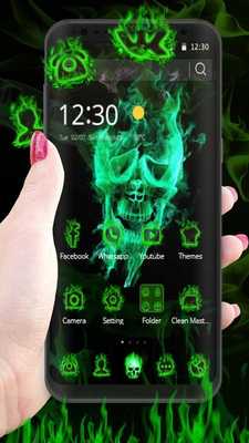 Emulate Android APK Fluorescent Green Skull Theme