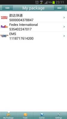Emulate Android APK Fly Package Tracker