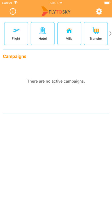 Emulate iPhone app Fly To Sky - Flights, Hotels using MyAndroid