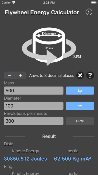 Emulate iPhone app Flywheel Energy Calculator using MyAndroid Emulate iPhone app Flywheel Energy Calculator using MyAndroid