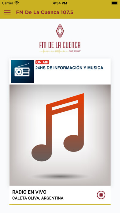 Emulate iPhone app FM De La Cuenca 107.5 using MyAndroid Emulate iPhone app FM De La Cuenca 107.5 using MyAndroid