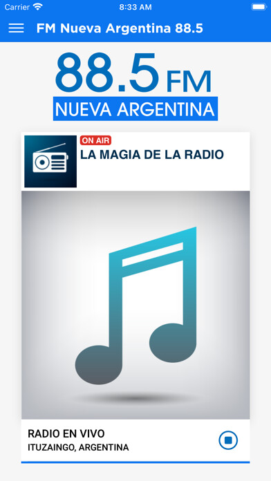 Emulate iPhone app FM Nueva Argentina 88.5 using MyAndroid