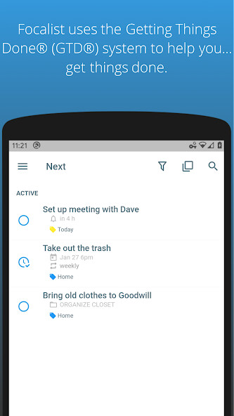 Run android online APK Focalist - GTD from MyAndroid or emulate Focalist - GTD using MyAndroid