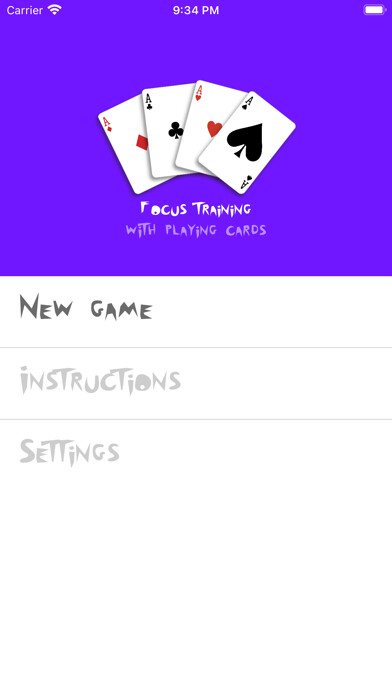 Emulate iPhone app Focus Training w Playing Cards using MyAndroid