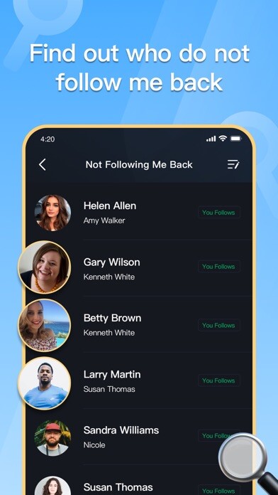 Emulate iPhone app Followers Tracker Lite using MyAndroid